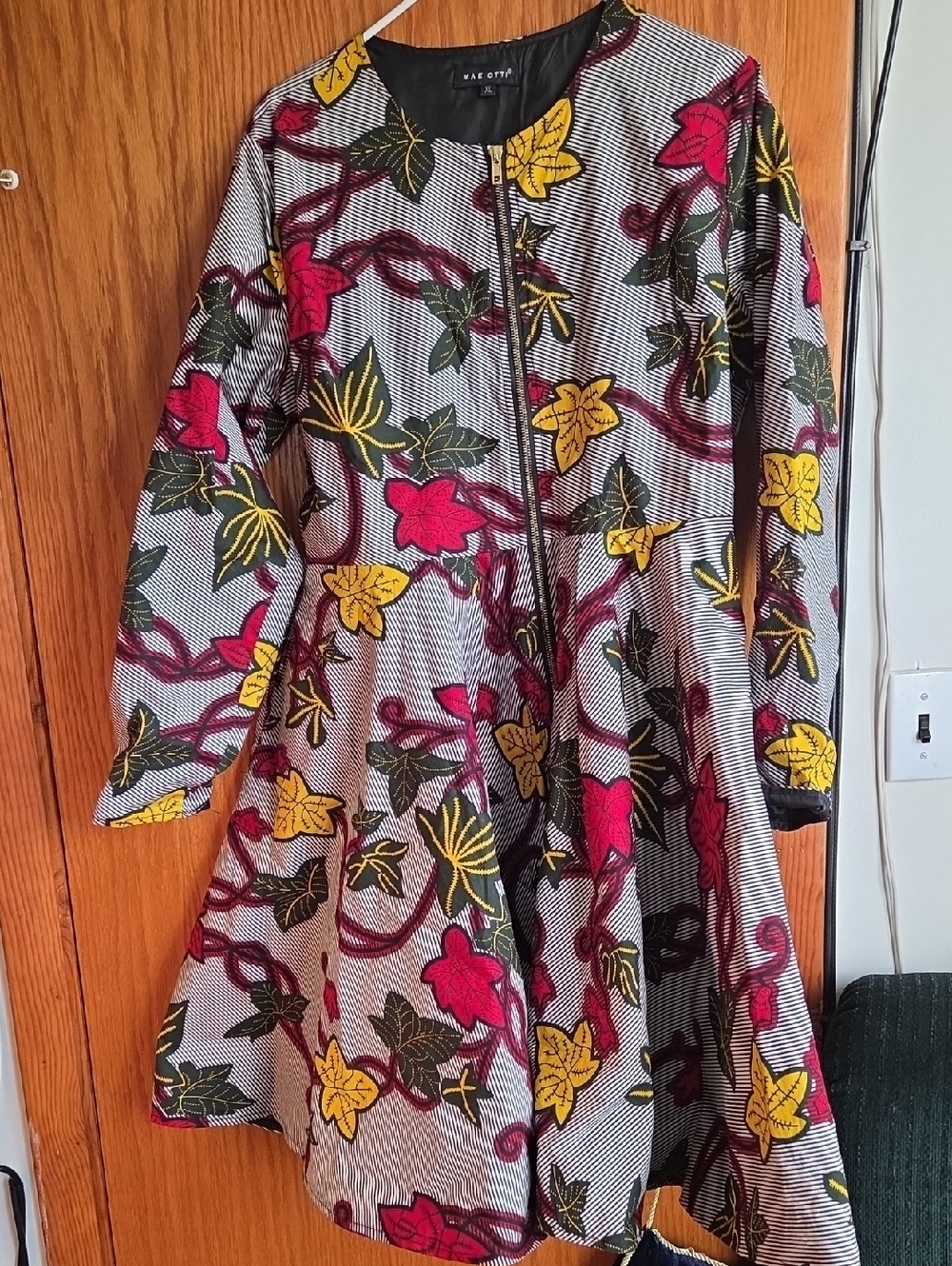 Mae Otti Floral Zip-Front Fit & Flare Dress - Red, Yellow, Green